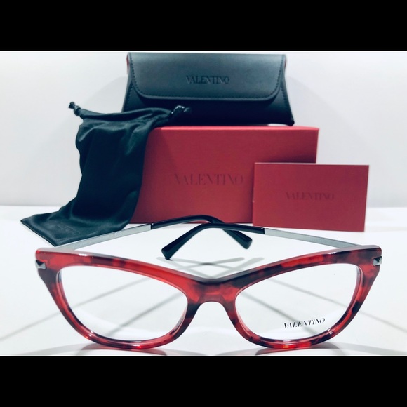 Valentino Women's Eyeglasses Havana Red w/ Black